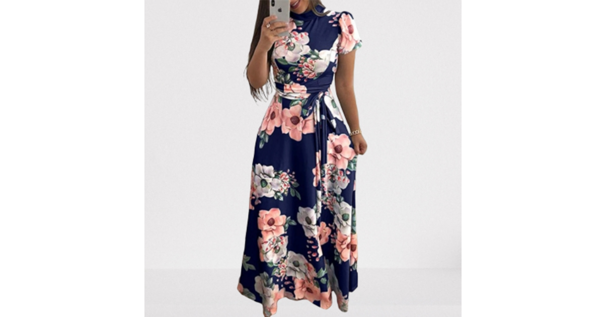Robe fleurie longue avec nœud - Robes fleuries/Robes longues fleuries